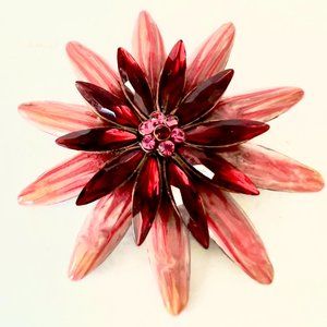Vintage Copper Red Moonglow Starburst Flower Brooch